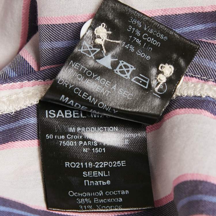 Pre Owned Isabel Marant Etoile White/Blue Stripe Cotton Blend Seenli Shirt Dress M