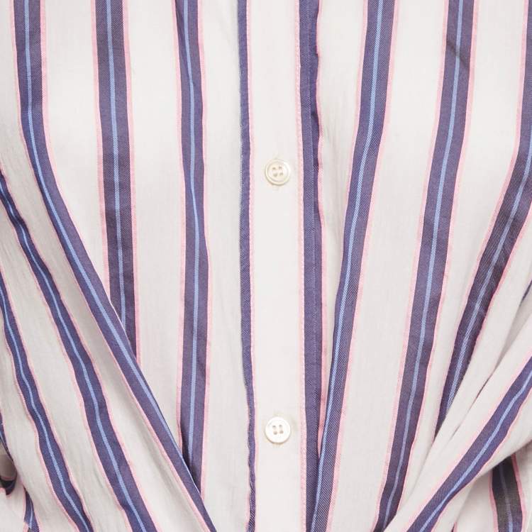 Pre Owned Isabel Marant Etoile White/Blue Stripe Cotton Blend Seenli Shirt Dress M
