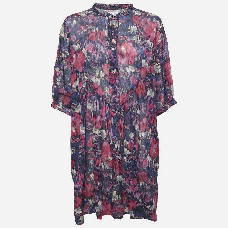 Pre Owned Isabel Marant Etoile Pink/Blue Abstract Print Maze Dress M