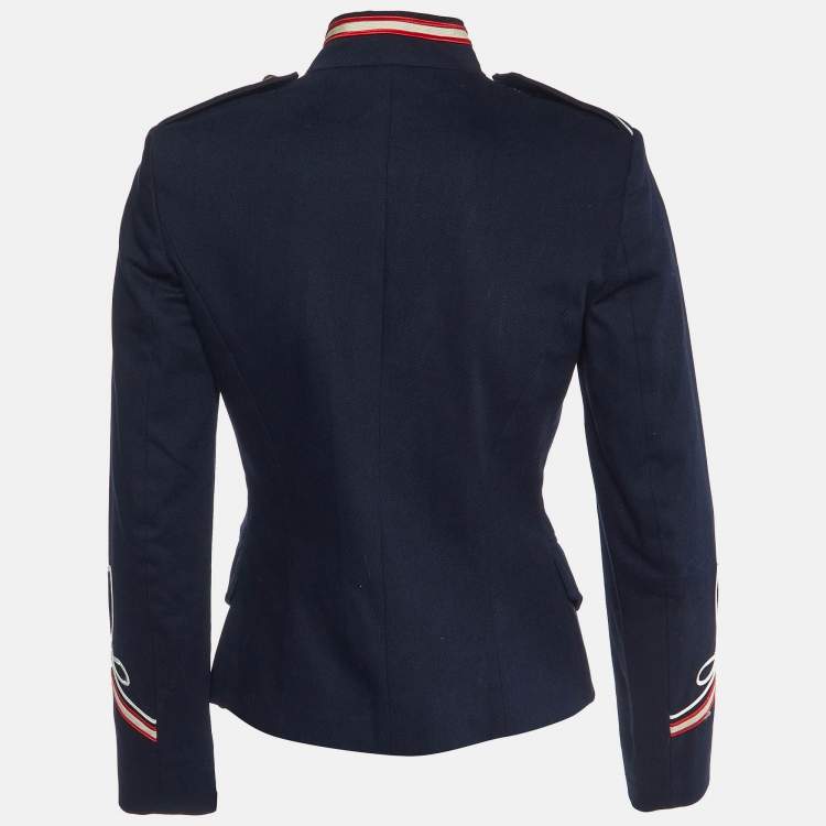 Pre Owned Isabel Marant Etoile Navy Blue Cotton Double Breasted Jacket S