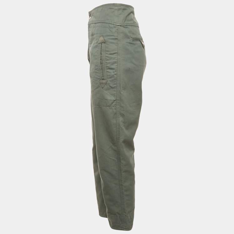Pre Owned Isabel Marant Etoile Green Cotton Tapered Raluniae Trousers S