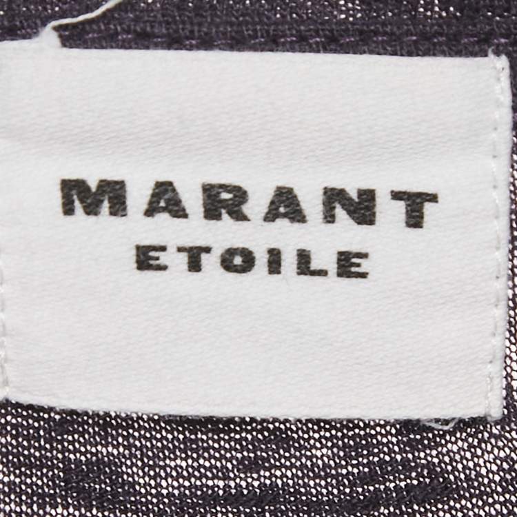 Pre Owned Isabel Marant Etoile Purple Logo Print Linen Knit Zewel T-Shirt M