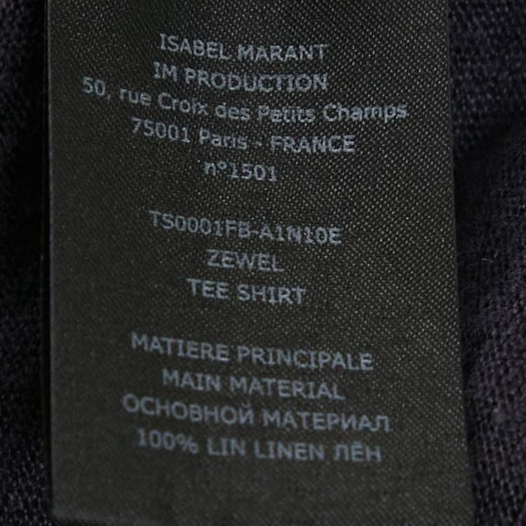 Pre Owned Isabel Marant Etoile Purple Logo Print Linen Knit Zewel T-Shirt M
