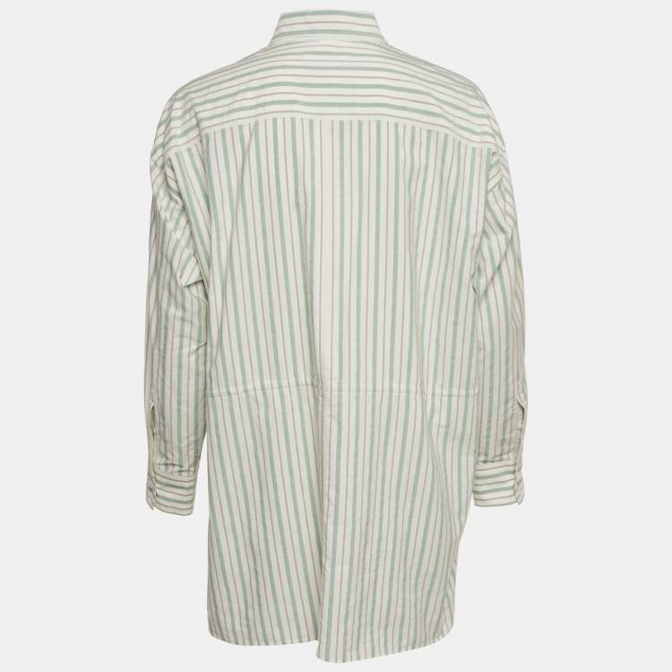 Pre Owned Isabel Marant Etoile Green Stripe Cotton Ajady Shirt S