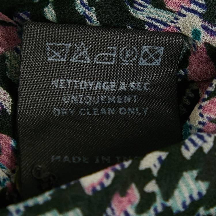 Pre Owned Isabel Marant Etoile Dark Green Printed Crepe Top XL
