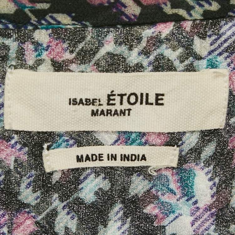Pre Owned Isabel Marant Etoile Dark Green Printed Crepe Top XL