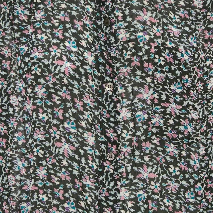 Pre Owned Isabel Marant Etoile Dark Green Printed Crepe Top XL