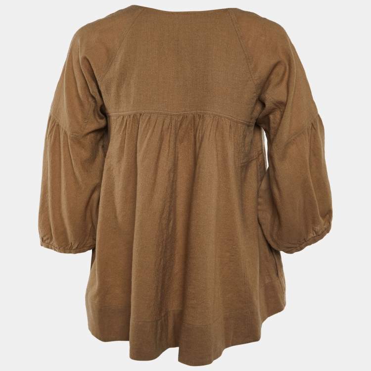 Pre Owned Isabel Marant Etoile Brown Wool Flared Blouse M
