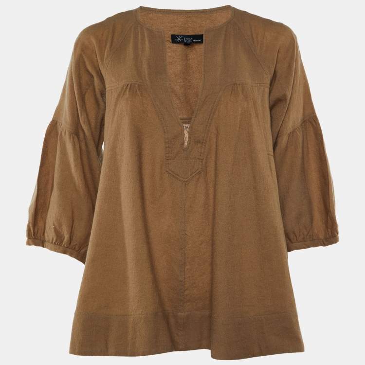 Pre Owned Isabel Marant Etoile Brown Wool Flared Blouse M