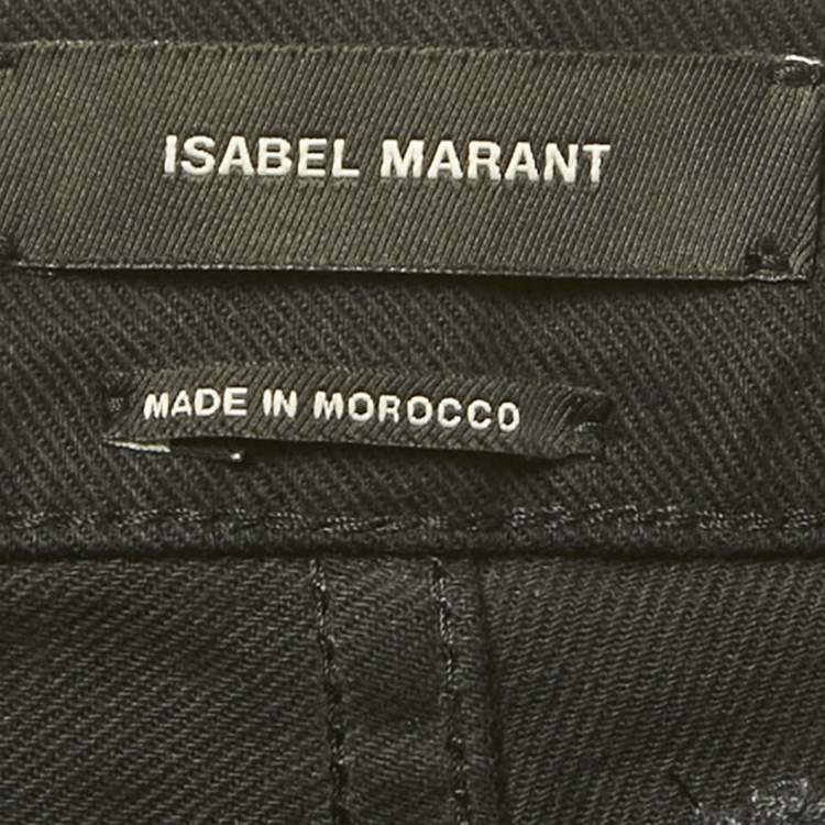 Pre Owned Isabel Marant Etoile Black Embroidered Denim Jeans M Waist 32"