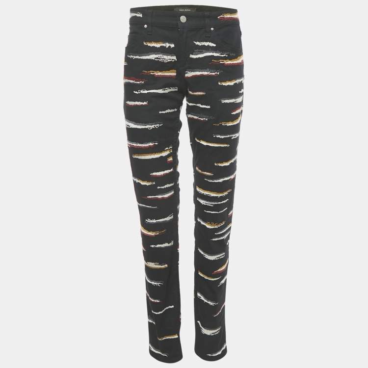 Pre Owned Isabel Marant Etoile Black Embroidered Denim Jeans M Waist 32"
