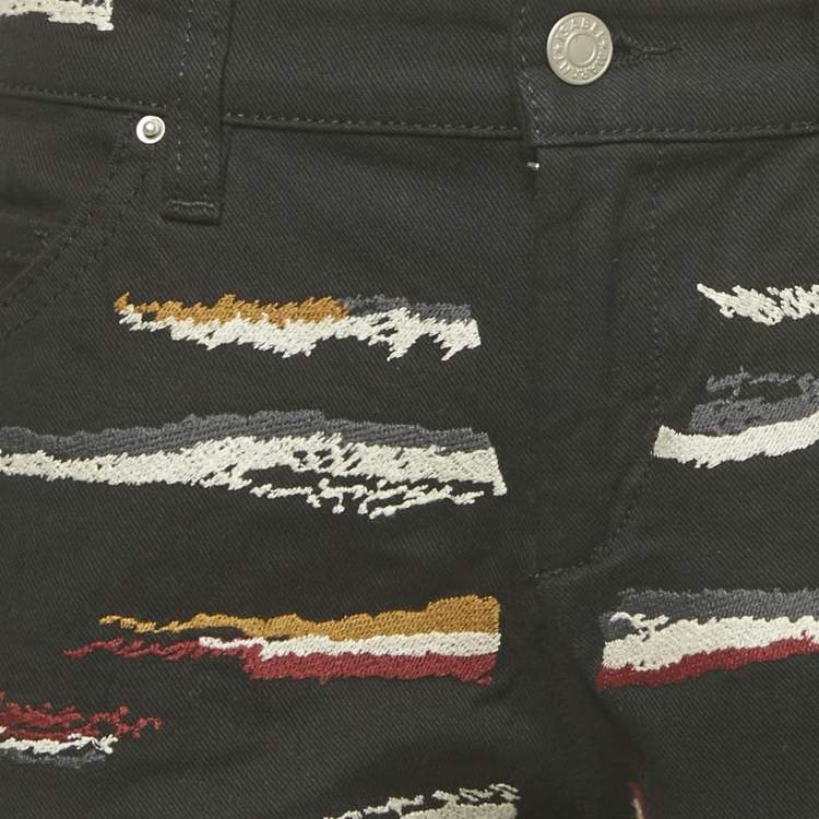 Pre Owned Isabel Marant Etoile Black Embroidered Denim Jeans M Waist 32"