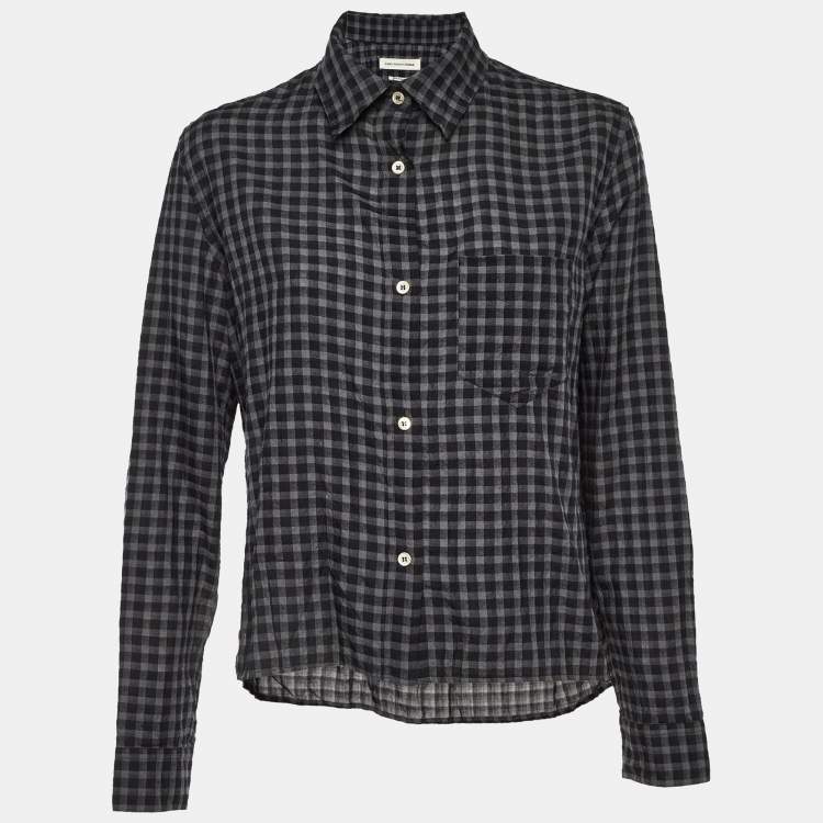 Pre Owned Isabel Marant Etoile Black Checkered Tencel Oversized Button Front Shirt M