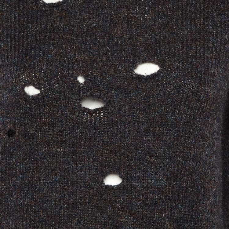 Pre Owned Isabel Marant Etoile Dark Blue Mohair & Wool Distressed Sweater M
