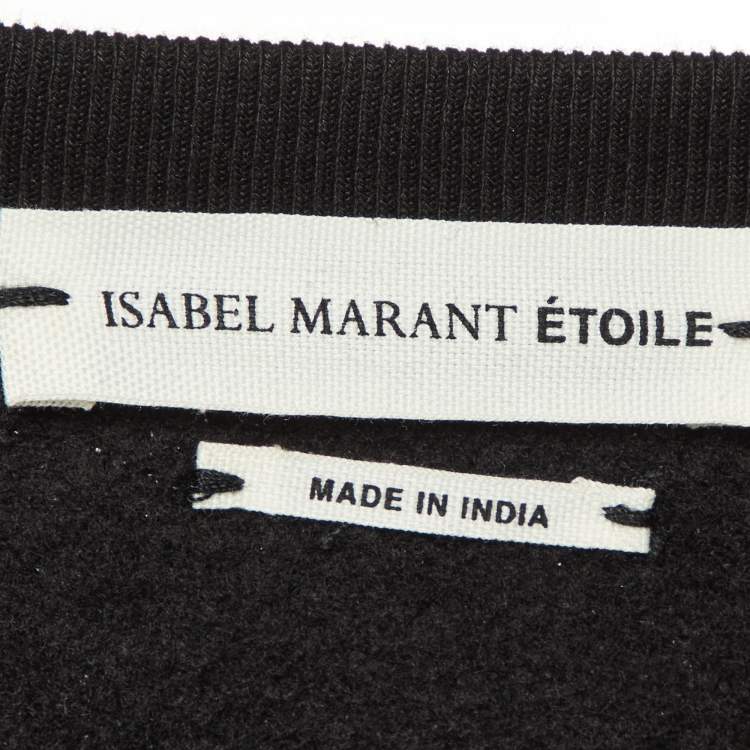 Pre Owned Isabel Marant Etoile Black Cotton Fleece Fujiyama Embroidered Sweatshirt M