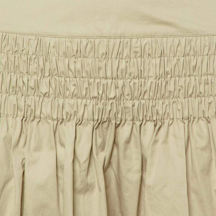 Pre Owned Isabel Marant Étoile Beige Cotton Smocked Skirt S