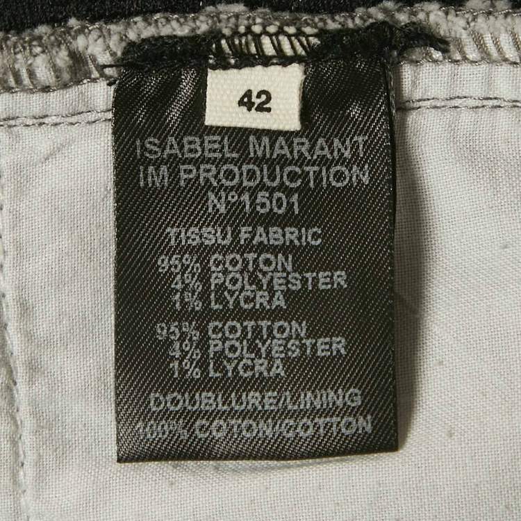 Pre Owned Isabel Marant Etoile Grey Washed Denim Embroidered Trim Jeans XL Waist 32"