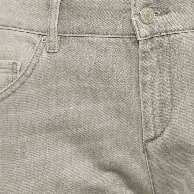 Pre Owned Isabel Marant Etoile Grey Washed Denim Embroidered Trim Jeans XL Waist 32"