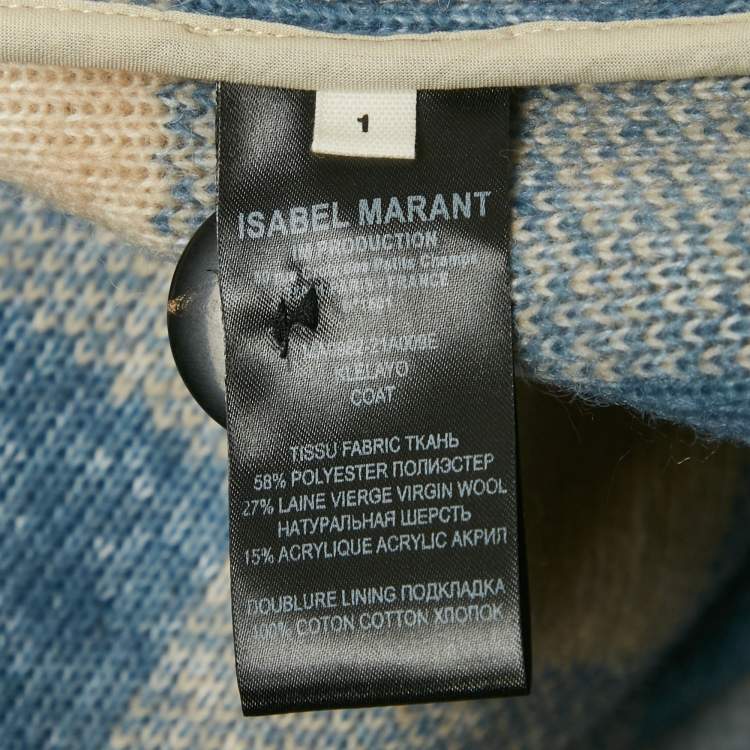Pre Owned Isabel Marant Etoile Blue / Beige Plaid Felt Klelayo Coat S