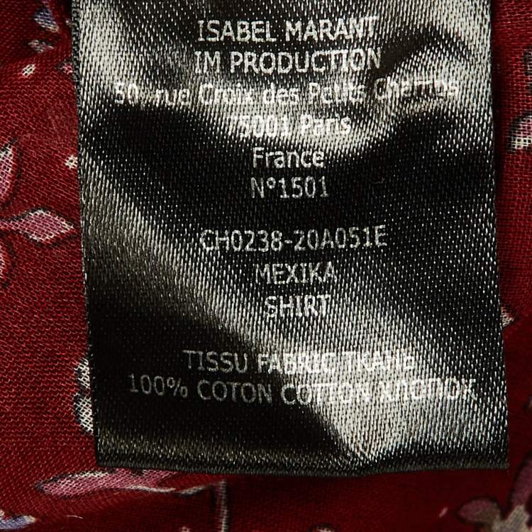 Pre Owned Isabel Marant Etoile Red Floral Printed Cotton Shirt M