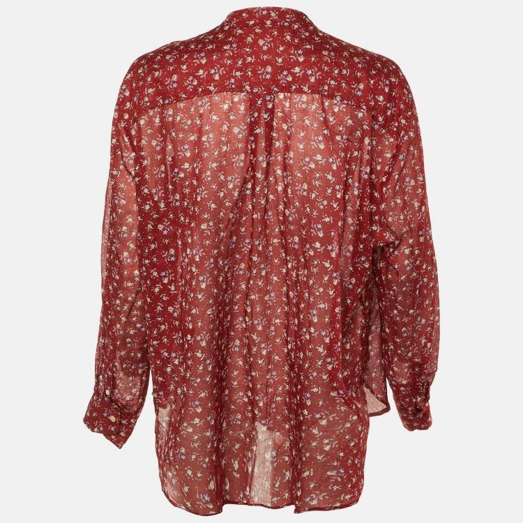 Pre Owned Isabel Marant Etoile Red Floral Printed Cotton Shirt M