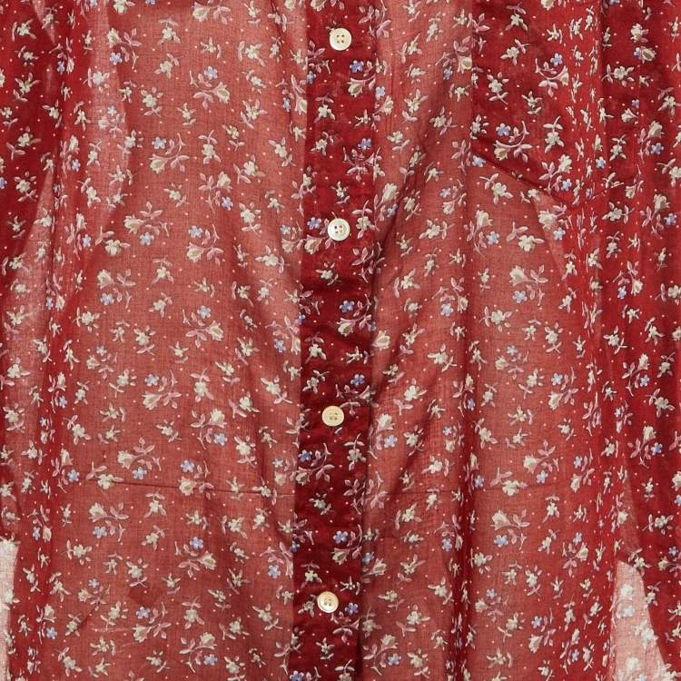Pre Owned Isabel Marant Etoile Red Floral Printed Cotton Shirt M