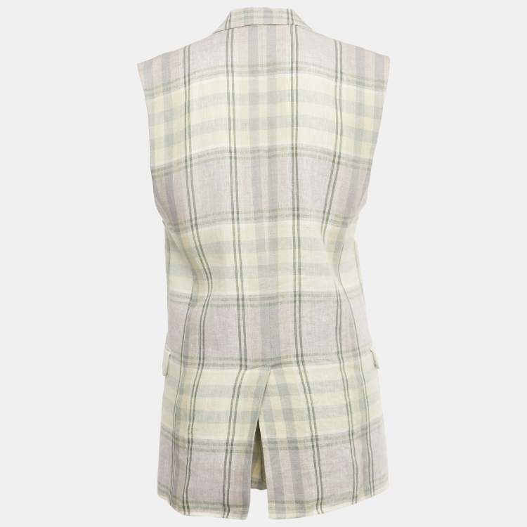 Pre Owned Isabel Marant Etoile Multicolor Checker Linen Vest & Shorts S
