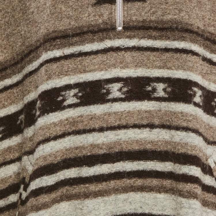 Pre Owned Isabel Marant Etoile Patterned Wool Ribbed Collar Cape XS