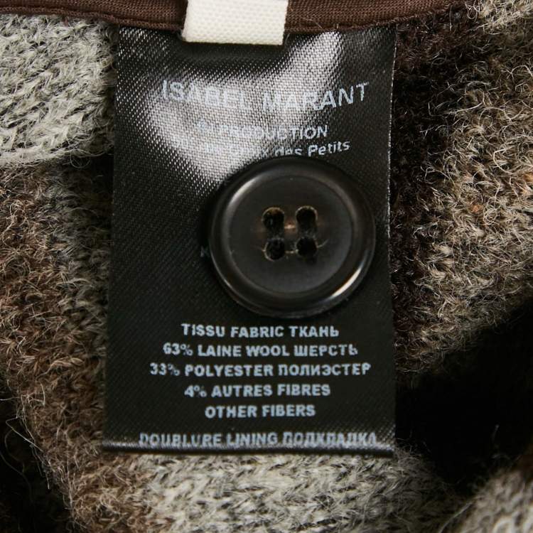 Pre Owned Isabel Marant Etoile Patterned Wool Ribbed Collar Cape XS