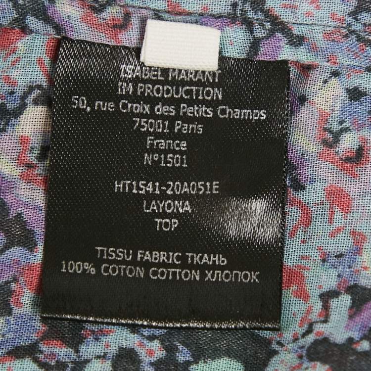 Pre Owned Isabel Marant Etoile Blue Floral Print Cotton Layona Blouse M