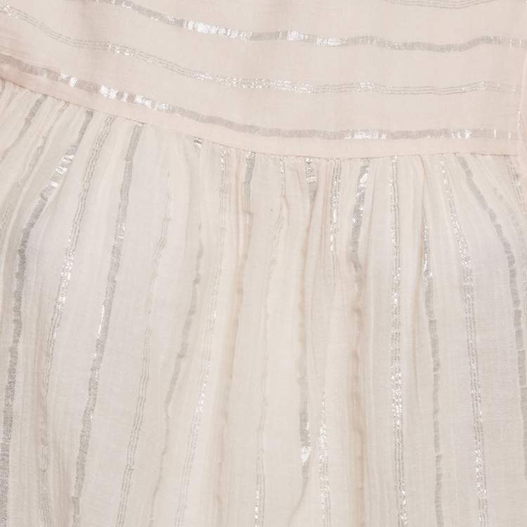 Pre Owned Isabel Marant Etoile Pink Lurex Striped Cotton Blouse M