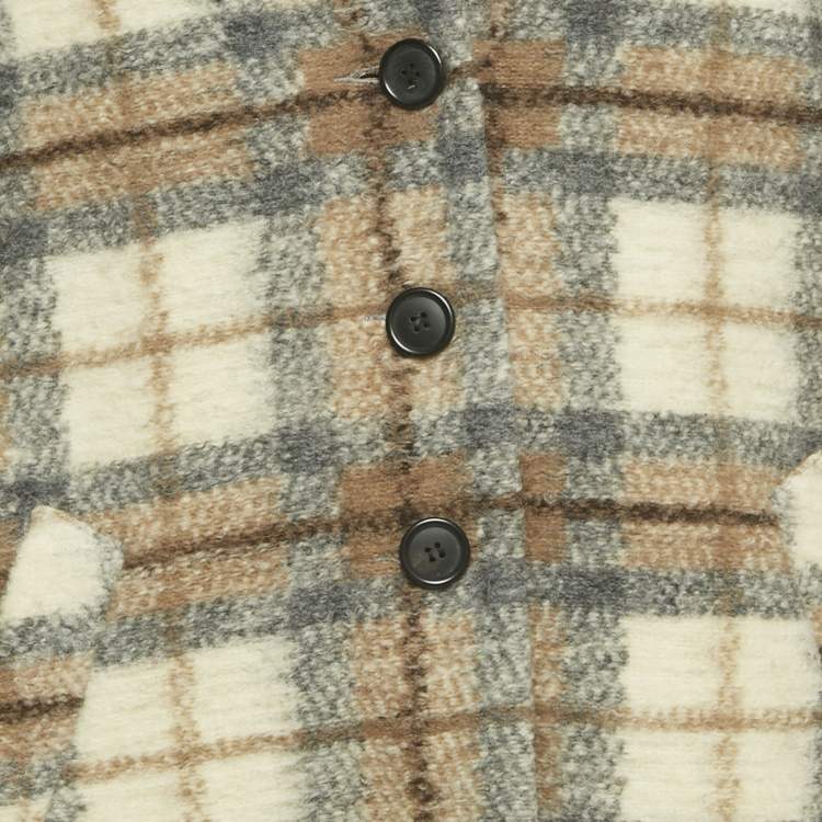 Pre Owned Isabel Marant Etoile Beige /Cream Checkered Wool Blend Gabriel Coat M