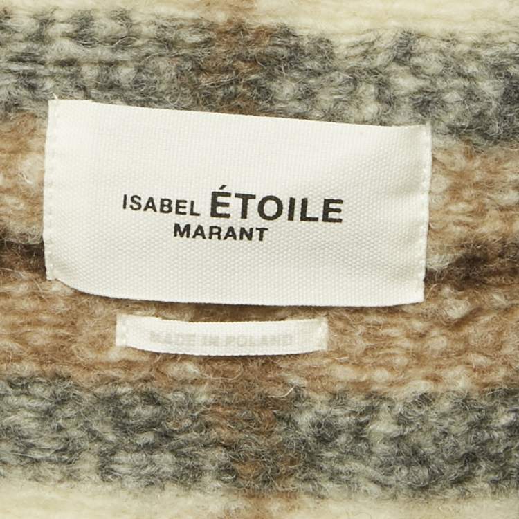 Pre Owned Isabel Marant Etoile Beige /Cream Checkered Wool Blend Gabriel Coat M