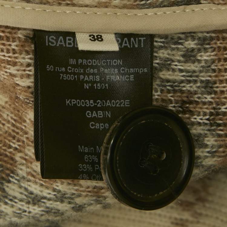Pre Owned Isabel Marant Etoile Beige /Cream Checkered Wool Blend Gabriel Coat M