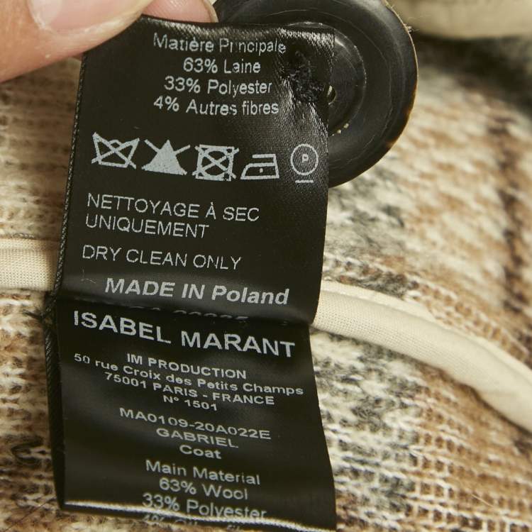 Pre Owned Isabel Marant Etoile Beige /Cream Checkered Wool Blend Gabriel Coat M