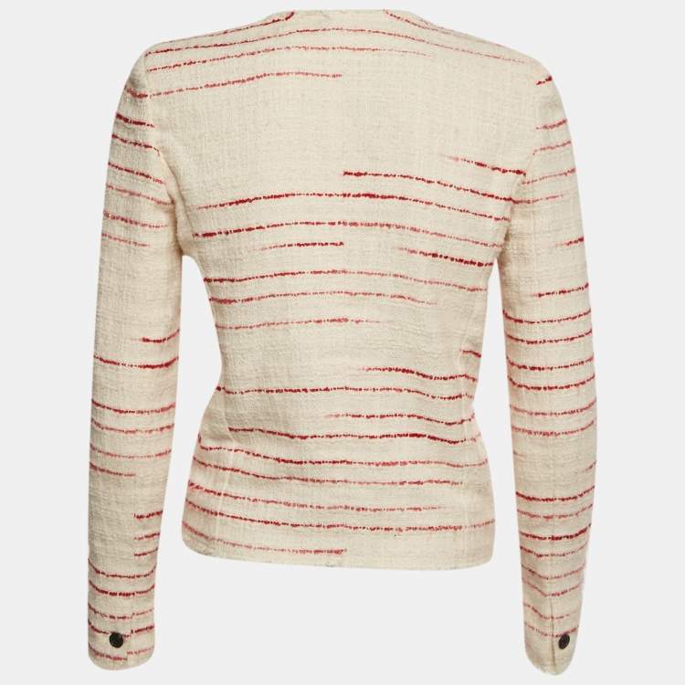 Pre Owned Isabel Marant Etoile Cream /Red Striped Tweed Glenn Jacket M