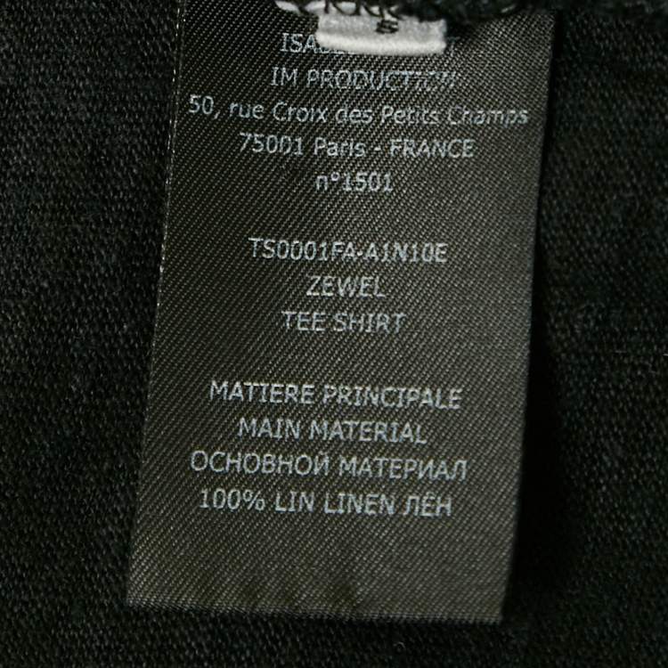 Pre Owned Isabel Marant Etoile Black Zewel Logo Linen T-Shirt S
