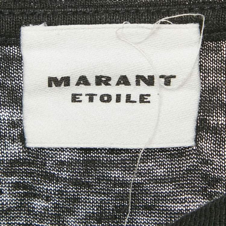 Pre Owned Isabel Marant Etoile Black Zewel Logo Linen T-Shirt S