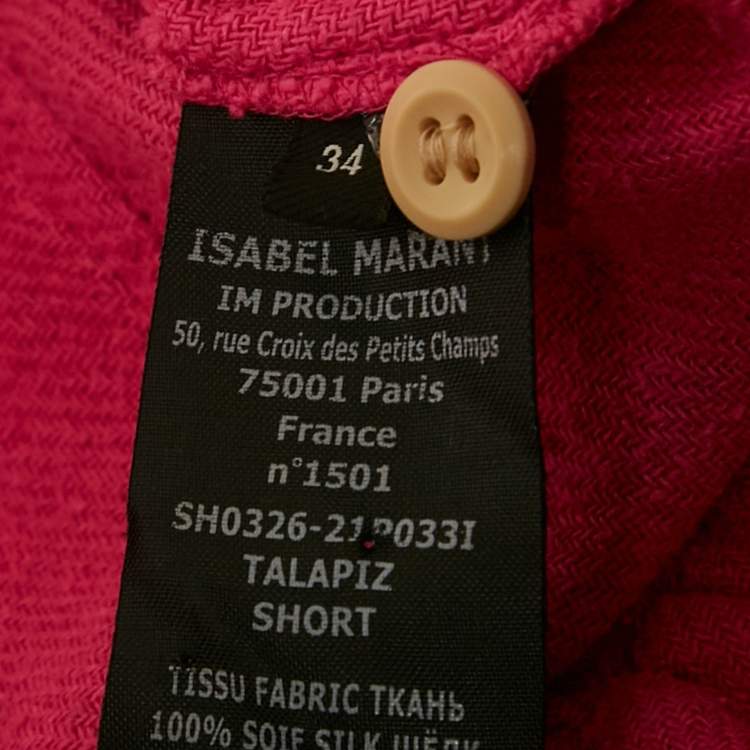 Pre Owned Isabel Marant Pink Silk Gauze Frayed Talapiz Shorts S