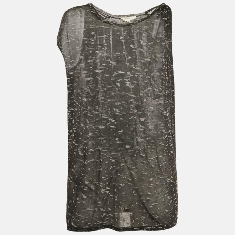 Pre Owned Isabel Marant Etoile Monochrome Patterned Jersey Sleeveless Top M