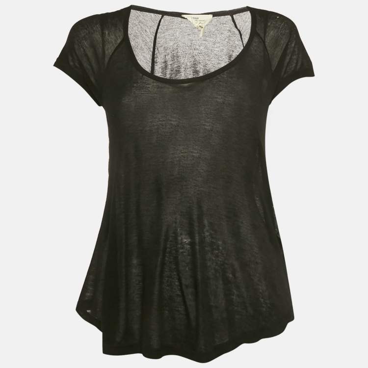 Pre Owned Isabel Marant Etoile Black Jersey Semi Sheer T-Shirt M