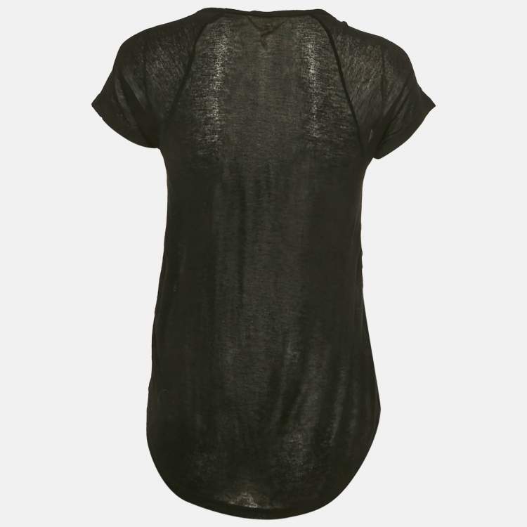 Pre Owned Isabel Marant Etoile Black Jersey Semi Sheer T-Shirt M