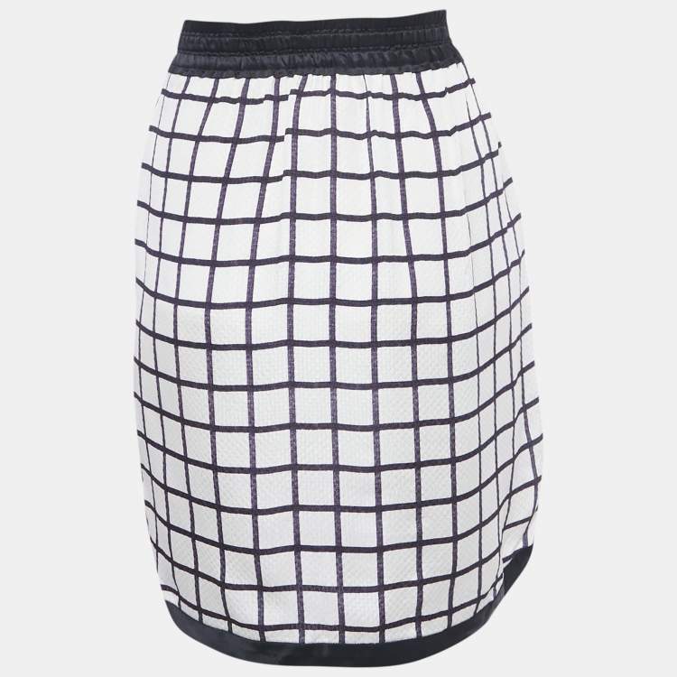 مملوكة مسبقًا Isabel Marant Etoile White Windowpane Silk Skirt S