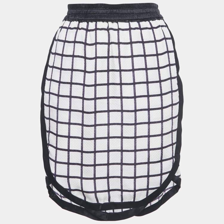 مملوكة مسبقًا Isabel Marant Etoile White Windowpane Silk Skirt S