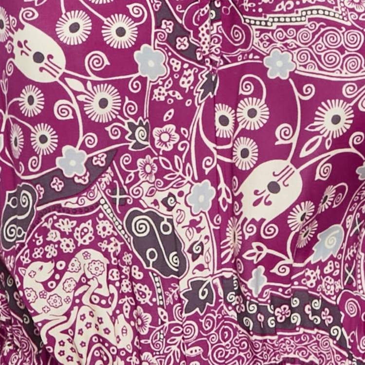 Pre Owned Isabel Marant Etoile Pink Printed Crepe Cescott Midi Dress M