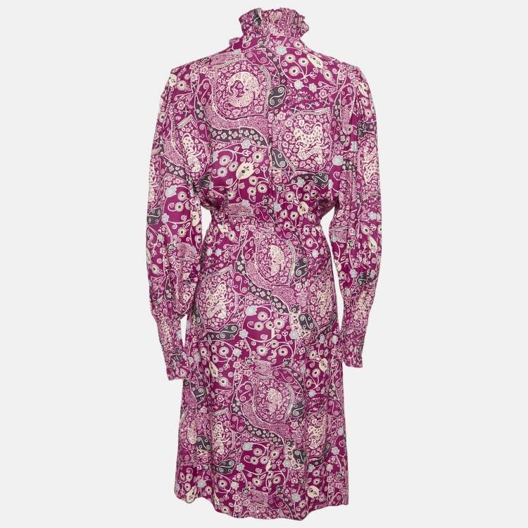 Pre Owned Isabel Marant Etoile Pink Printed Crepe Cescott Midi Dress M