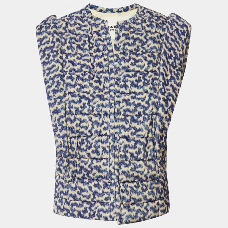 Pre Owned Isabel Marant Etoile Blue Printed Cotton Aziela Quilted Vest S