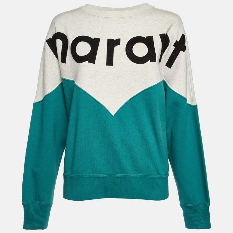 مملوكة مسبقًا Isabel Marant Etoile Green Logo Print Cotton Houston Sweatshirt M