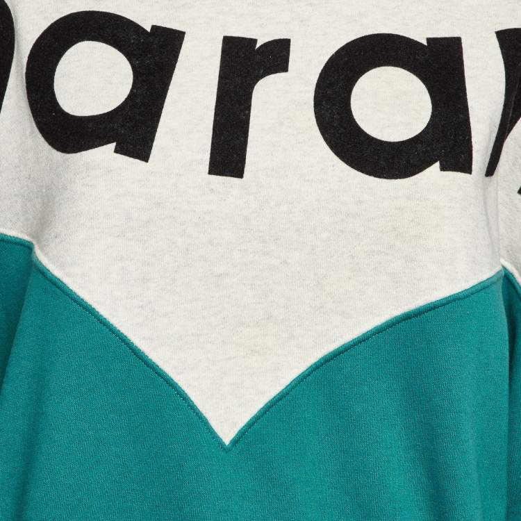مملوكة مسبقًا Isabel Marant Etoile Green Logo Print Cotton Houston Sweatshirt M