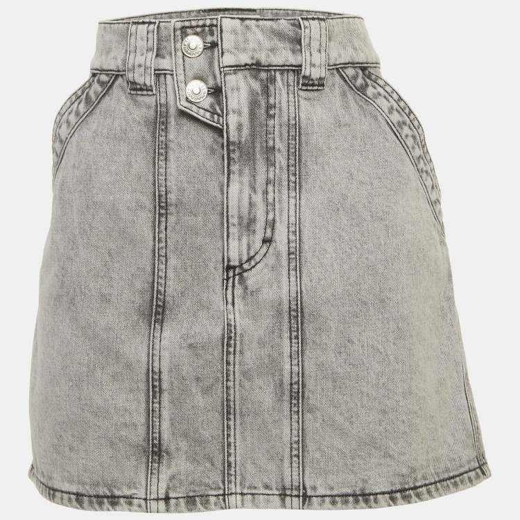Pre Owned Isabel Marant Etoile Grey Washed Denim Mini Skirt L